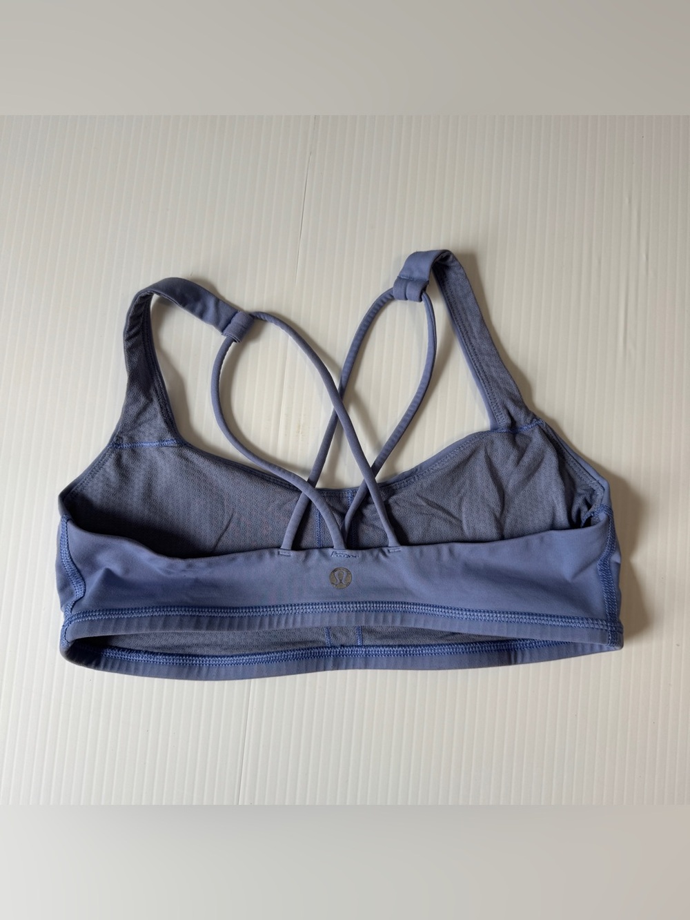 Lululemon Blue Cross Back Sports Bra Yoga Running Training Athletic Size 6